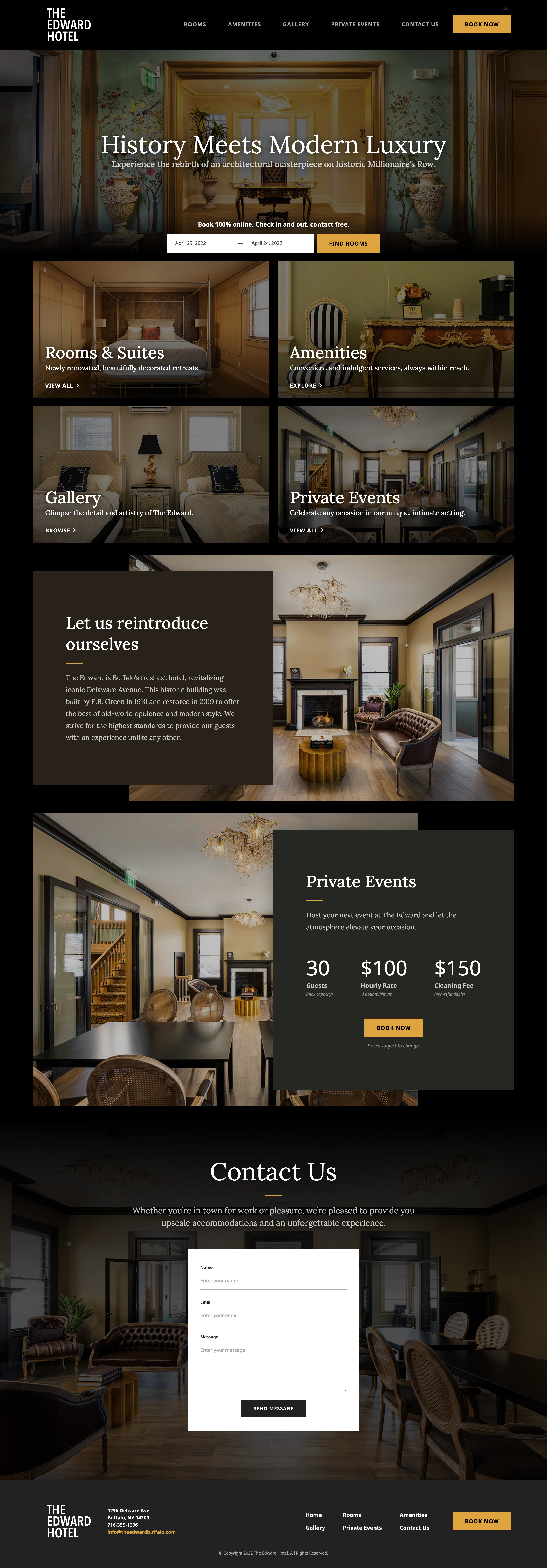 The Edward Hotel website after the redesign