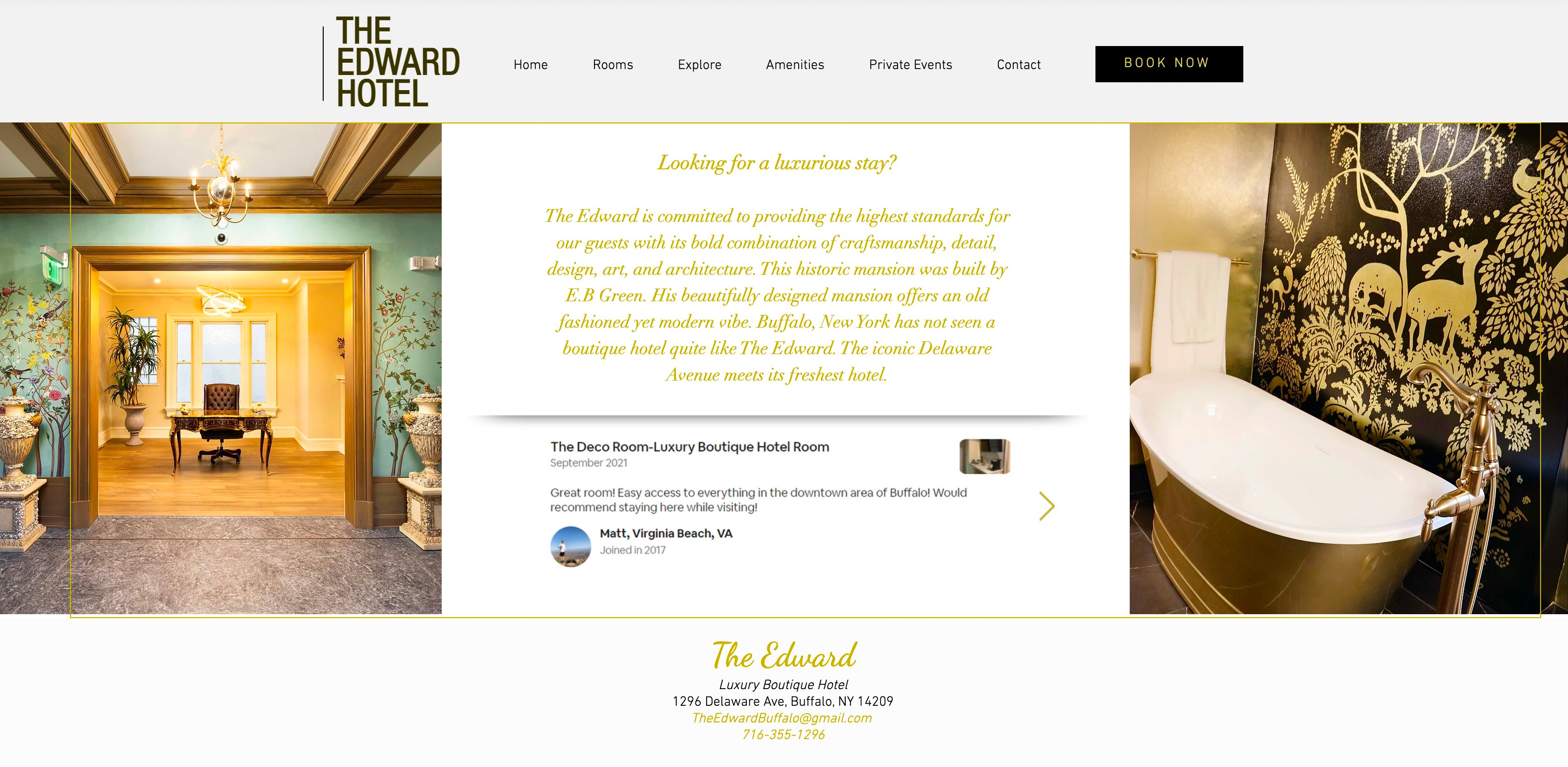 The Edward Hotel website before the redesign