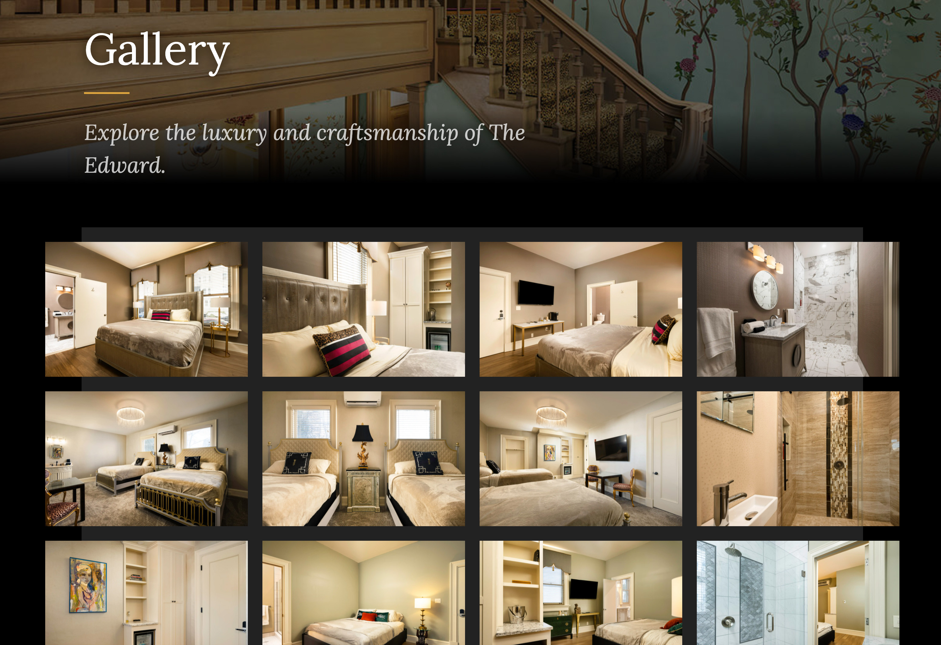 Gallery page showcasing hotel photography