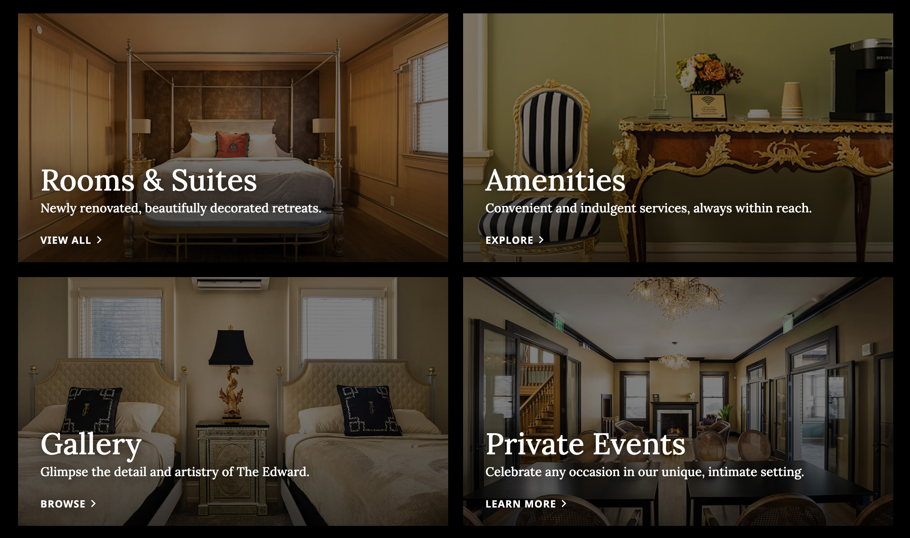 Edward Hotel homepage portal navigation
